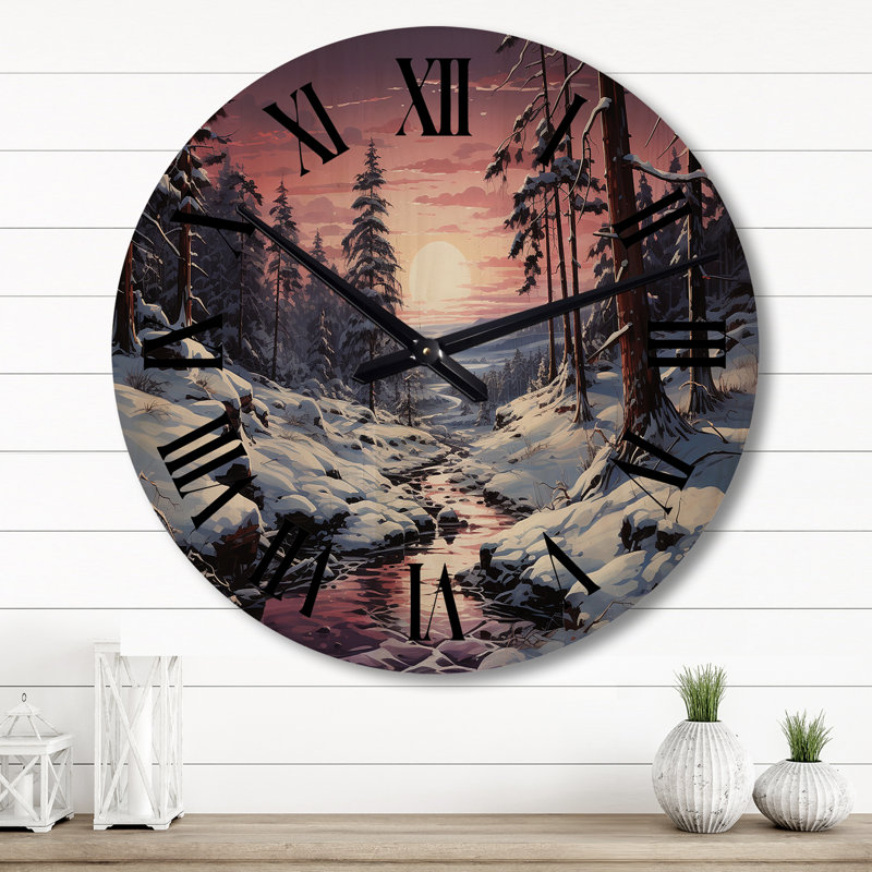 Horloge murale en bois massif Nerlan, Grand