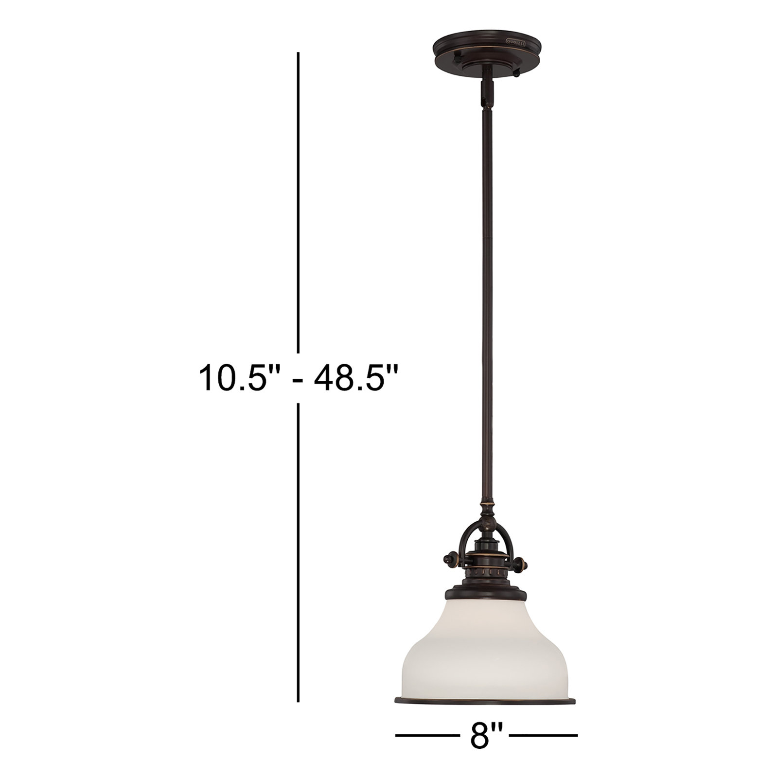 Maybery 1 - Light Single Dome Pendant, Palladian Bronze, 9.5" H x 8" W x 8" D, Opal Etched Glass
