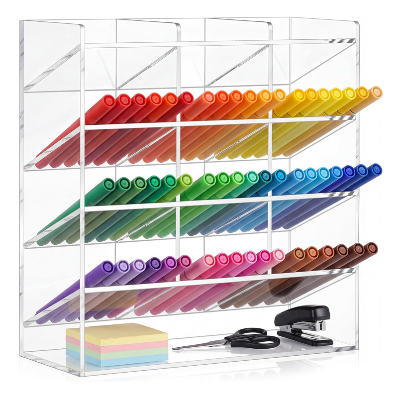 Support de rangement pour fournitures de bureau en acrylique transparent, 10.2*4*9.8"