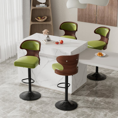 Modern Adjustable Swivel Barstools, Set of 2