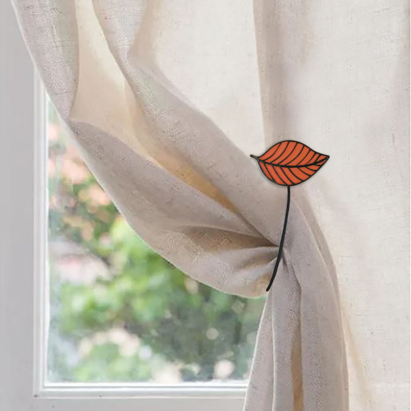 Terracotta Resin Leaf Pattern Magnetic Curtain Tiebacks, Set of 2