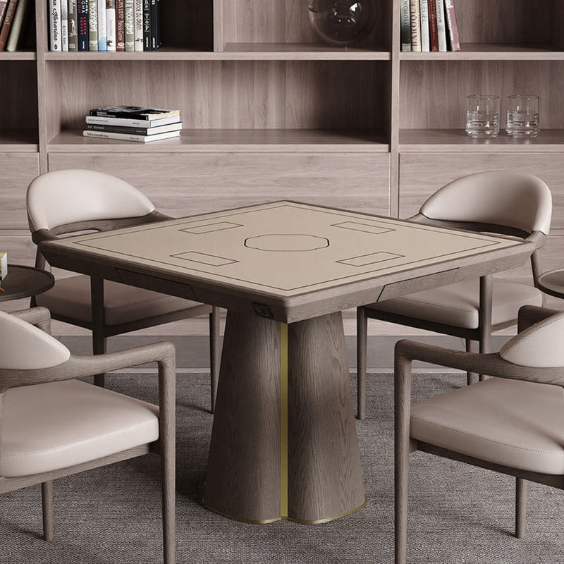39.37" Khaki Square Solid Wood Poker Table