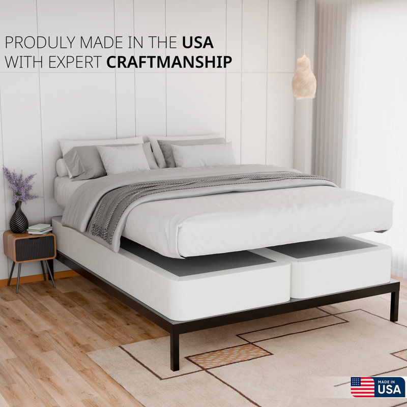 Split Wooden Box Spring / foundation for Mattress Support, Fully Assembled, Queen, Standard Profile (8")
