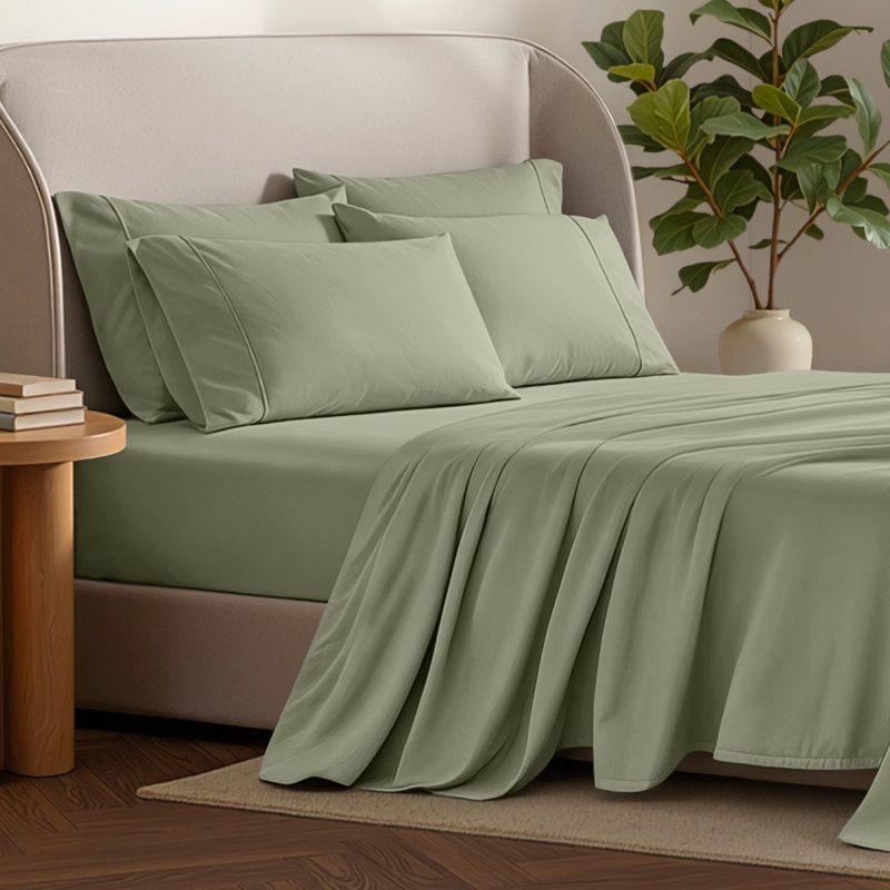 Microfiber Sheet Set with Bonus Pillowcase Set, Sage, Twin XL