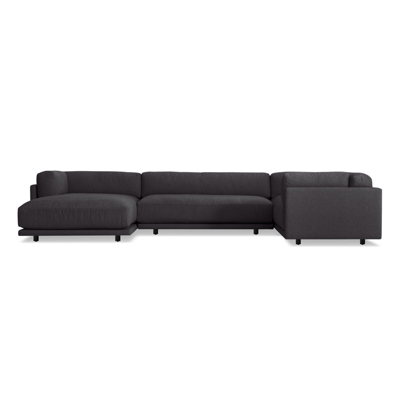 Sunday Sofa & Chaise, Sanford Black Crossweave, Right Hand Facing