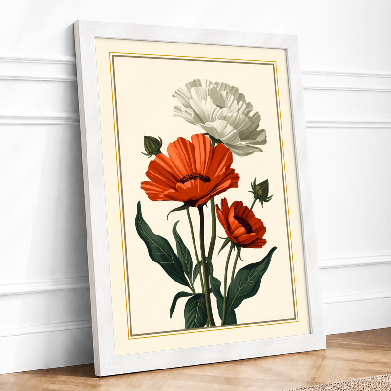 Three Gerbera Bloom Botanical - Print, A3 - 42.0 x 29.7 cm, White