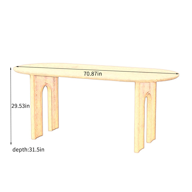 Table de salle à manger Tiberia, H 29,53 po x L 70,87 po x l 31,5 po