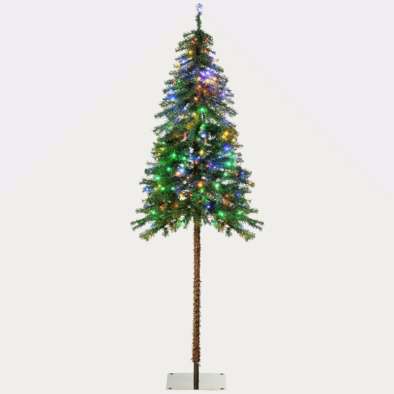 Arbre de Noël artificiel de 6 pi avec 6 lumières, blanc chaud ou lumières DEL colorées, base en acier
