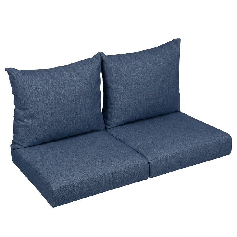 Sunbrella Outdoor Solid Loveseat Pillow and Cushion Set, 23 in W x 25 in D x 5 in H, Sunbrella - Spectrum Indigo