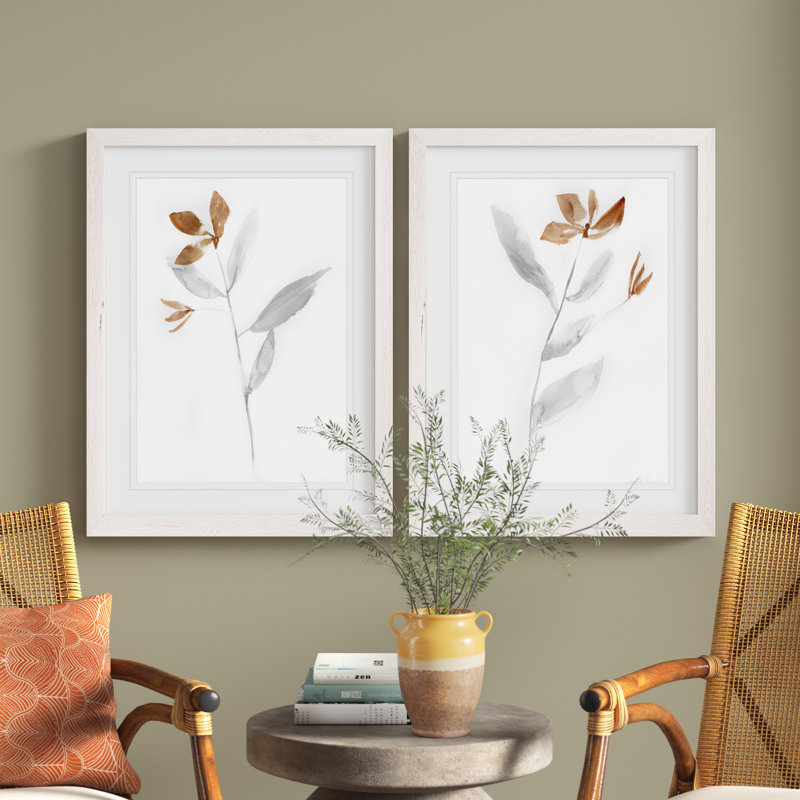 «Simple Stem I» par Vincent Van Gogh - ensemble de 2 reproductions d'art, H 24 po x l 18 po x P 1,25 po, Blanc