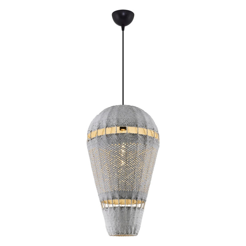 Lustre élégant en rotin blanc Cassen, 15,7 po de diamètre et 47,2 po de hauteur | Écoénergétique 24 W E27, corps en plastique | Parfait pour la salle à manger et le salon, luminaire élégant pour les maisons modernes