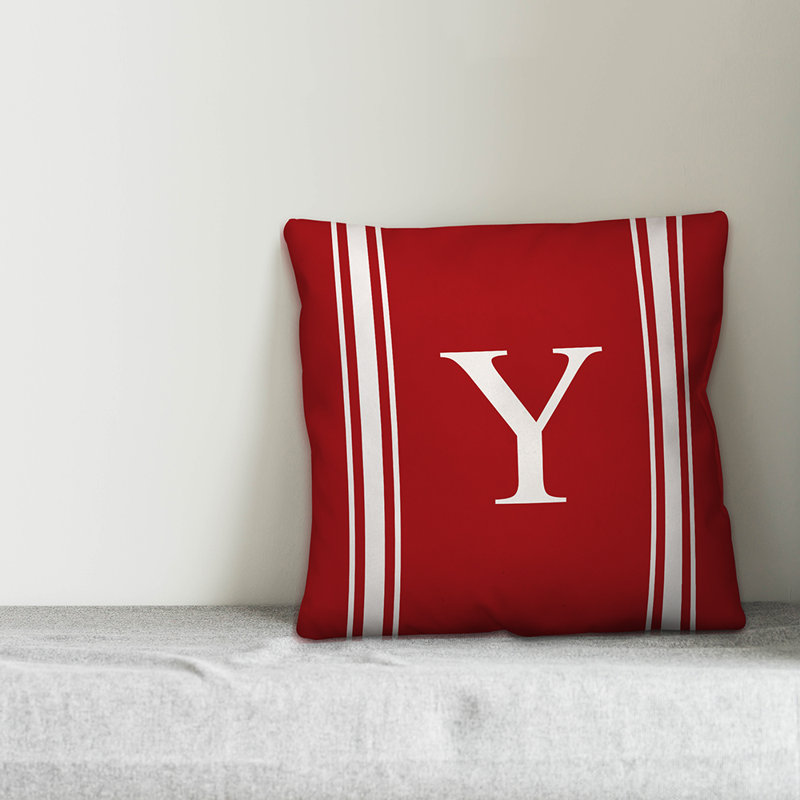 Striped Throw Pillow, Y, Red
