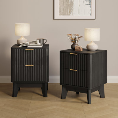 Valerica 15"W Fluted Nightstand with 2 Drawers
