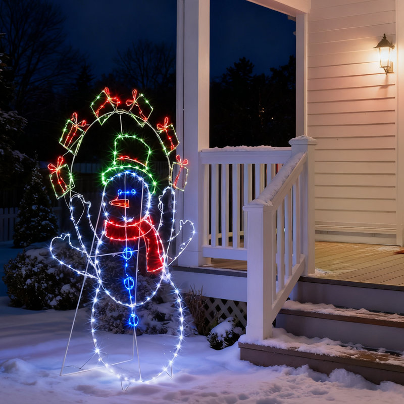 Décoration de Noël de bonhomme de neige de 5 pi avec 358 lumières DEL multicolores