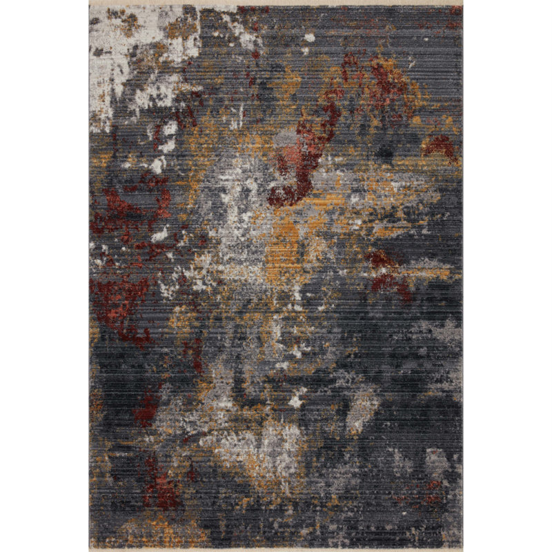 Tapis gris tissé à la machine Leonara, Tapis de couloir 2 pi 7 po x 12 pi