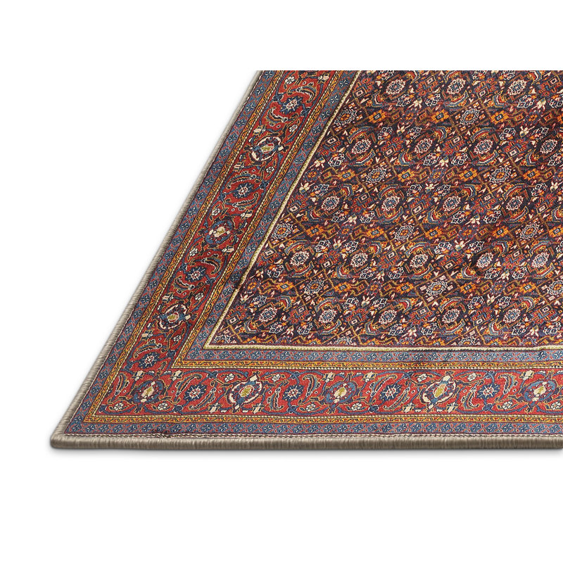 Tapis traditionnel orange / rouge / brun Diakite, Rectangle 8 pi x 10 pi