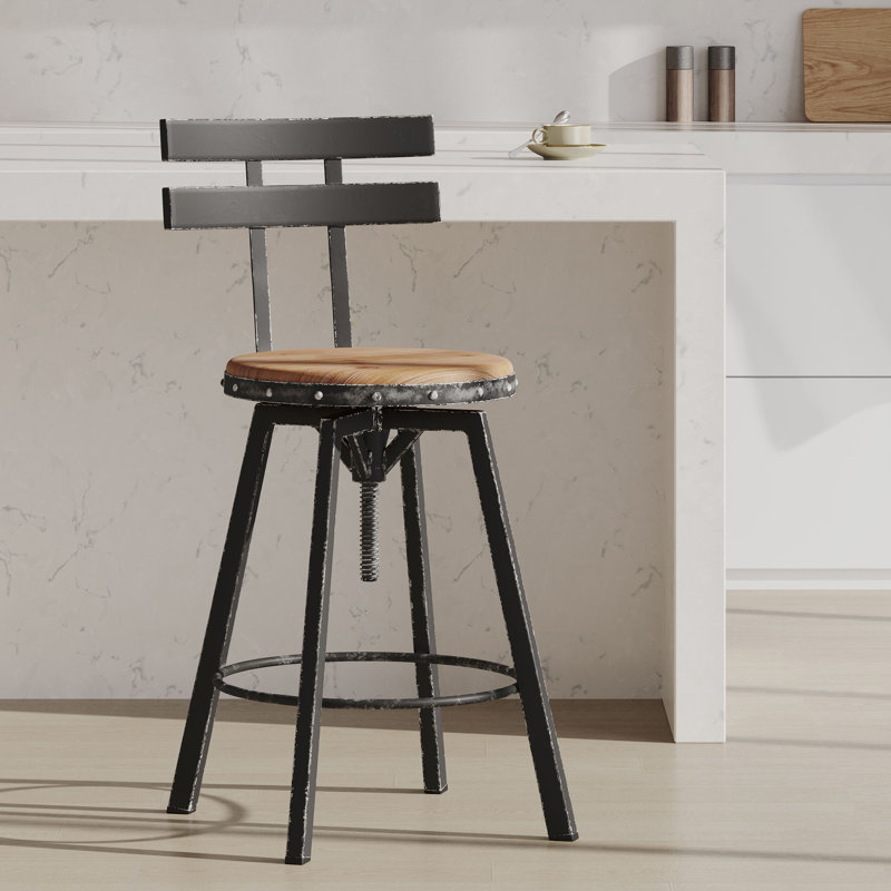 Keyosha Swivel  Adjustable Height Bar Stool, Counter Stool ( Seat Height 25.5"), 1, Natural