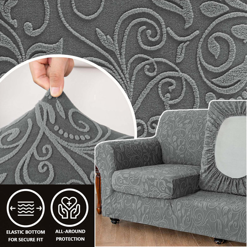 Housse pour canapé modulaire en jacquard tricoté, housse extensible, housse de protection pour canapé 2 places avec 2 housses de coussin de siège