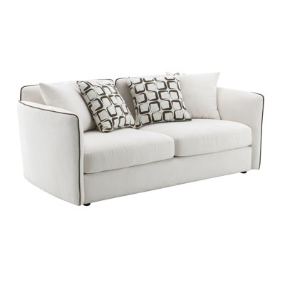Causeuse en chenille beige avec 4 coussins Yolanda