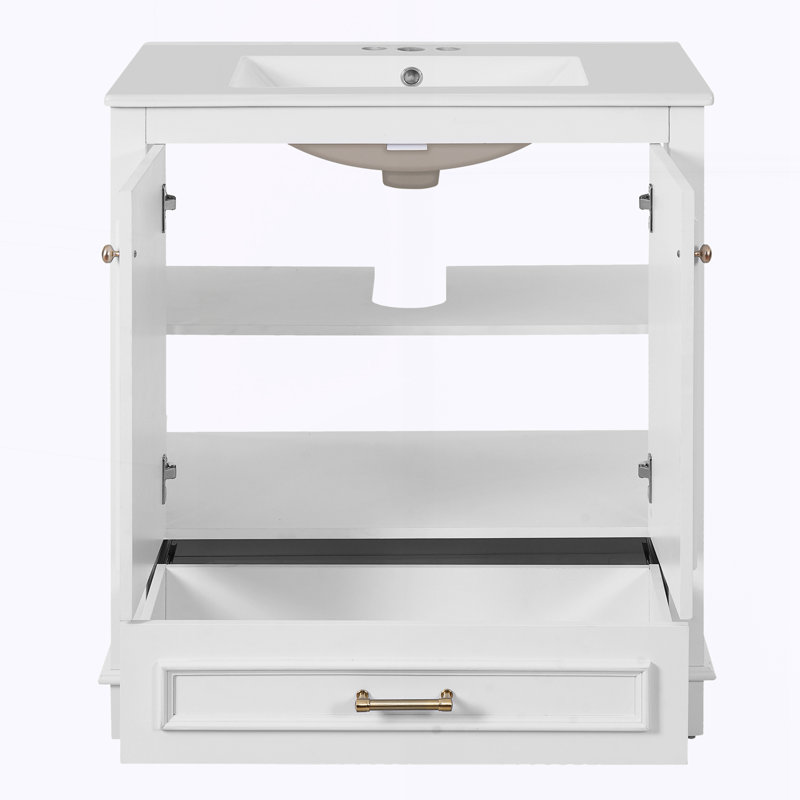 Meuble-lavabo 30 po avec lavabo en céramique, Blanc