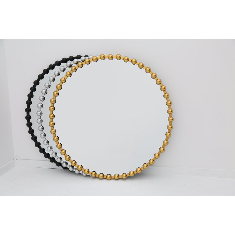Miroir mural rond en fer - 27 pouces ou 36 pouces, 3 couleurs, prêt à être suspendu, 27 po x 27 po, Argent argent