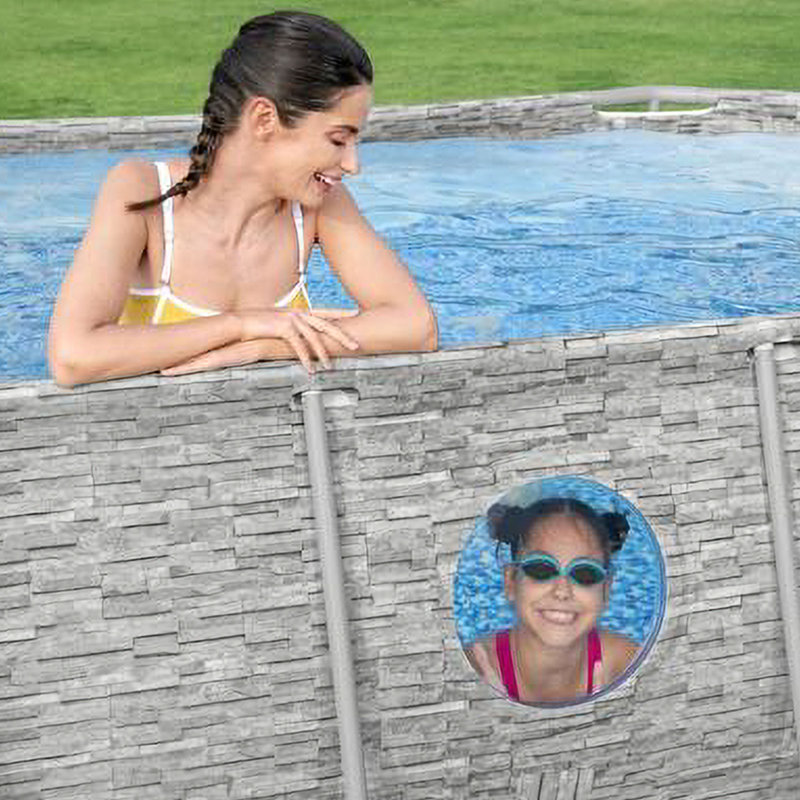Bestway Power Steel Swim Vista Above Ground Outdoor Swimming Pool Set with Filter Pump, Ladder, and Pool Cover, Gray