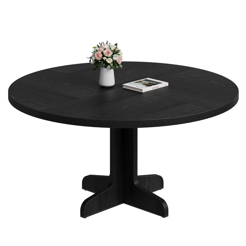 47 Inch Round Dining Table for 4, Farmhouse Kitchen Dining Room Circle Dinner Table, Kitchen Dining Room Furniture, Gray