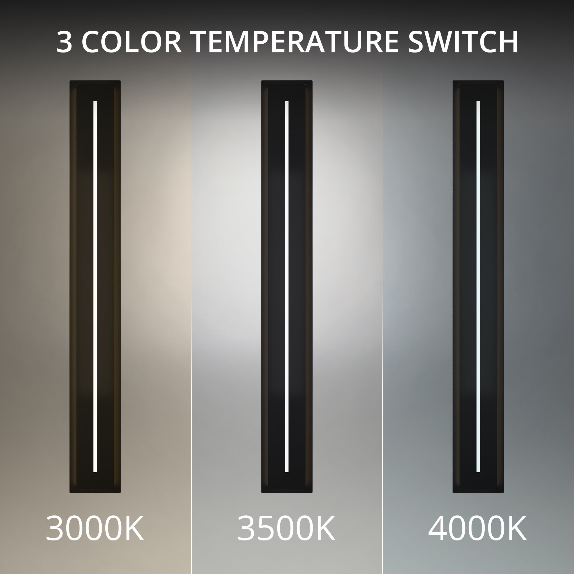 Midnight Outdoor Aluminum LED Wall Light, 3500K, 56" H