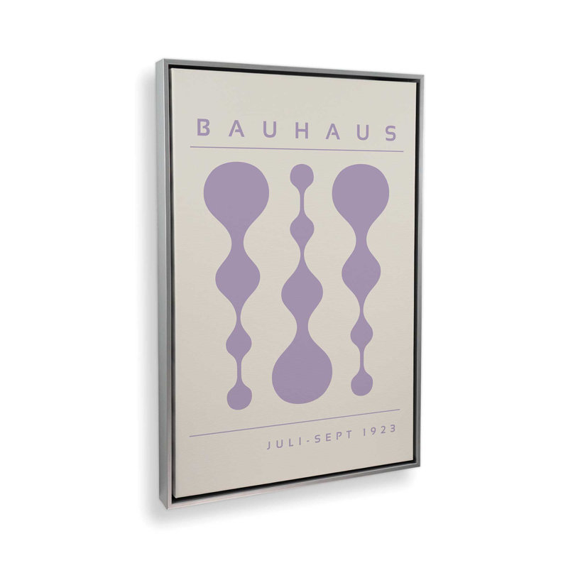 Mauve rétro Bauhaus, affiche I, reproduction sur toile dans un cadre, H 30,75 po x l 20,75 po x P 1,75 po, Chrome poli