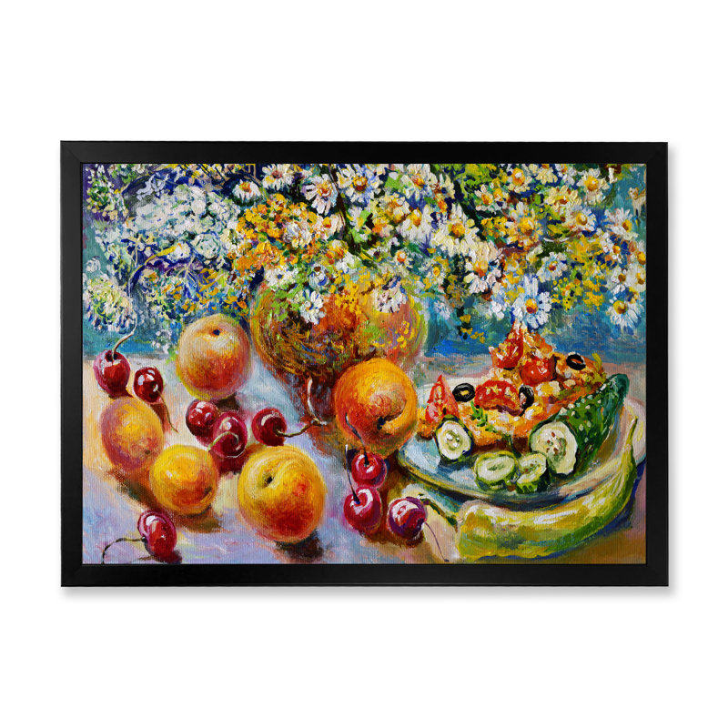 Peinture de fruits et de fleurs, nature morte, Cadre photo noir, H 8 po x l 12 po x P 1 po