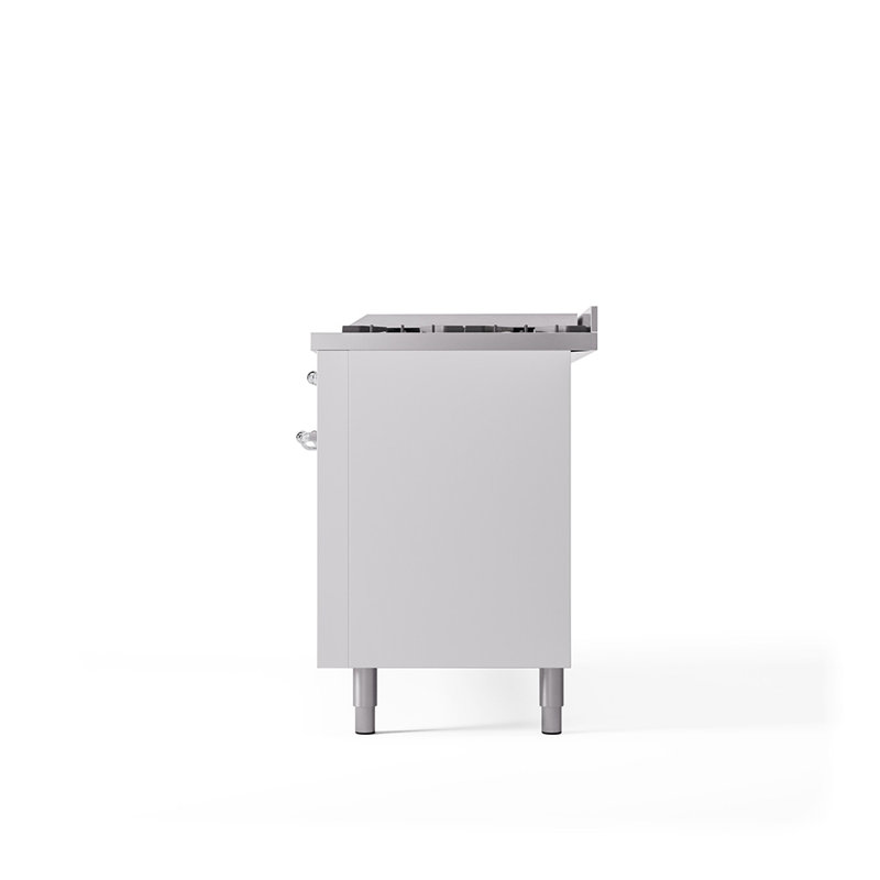 ILVE Nostalgie II 60 in Dual Fuel Range, 9 Burner, Griddle, White/Chrome, Liquid Propane