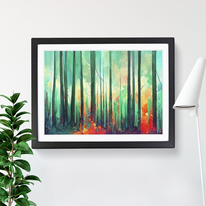 Exciting Abstract Forest Vol.1 - Single Picture Frame Painting, 46cm H x 64cm W x 2cm D, Black