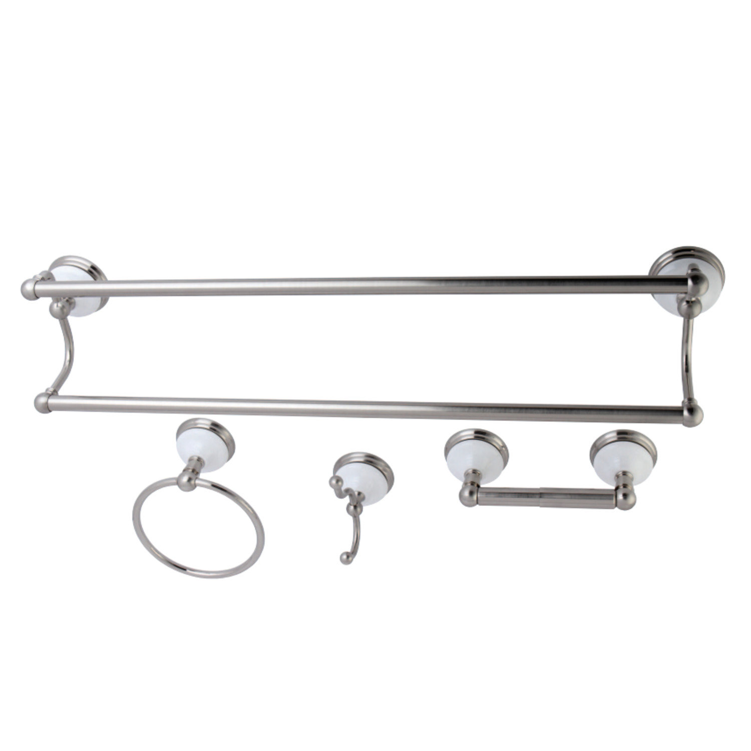 Victorian 4-Piece Bathroom Hardware Set, Brushed Nickel