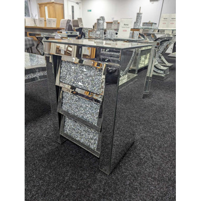 Nova 3 Drawer Mirrored Bedside Table
