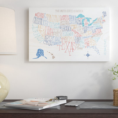 " Hand Lettered US Map " by Sue Schlabach