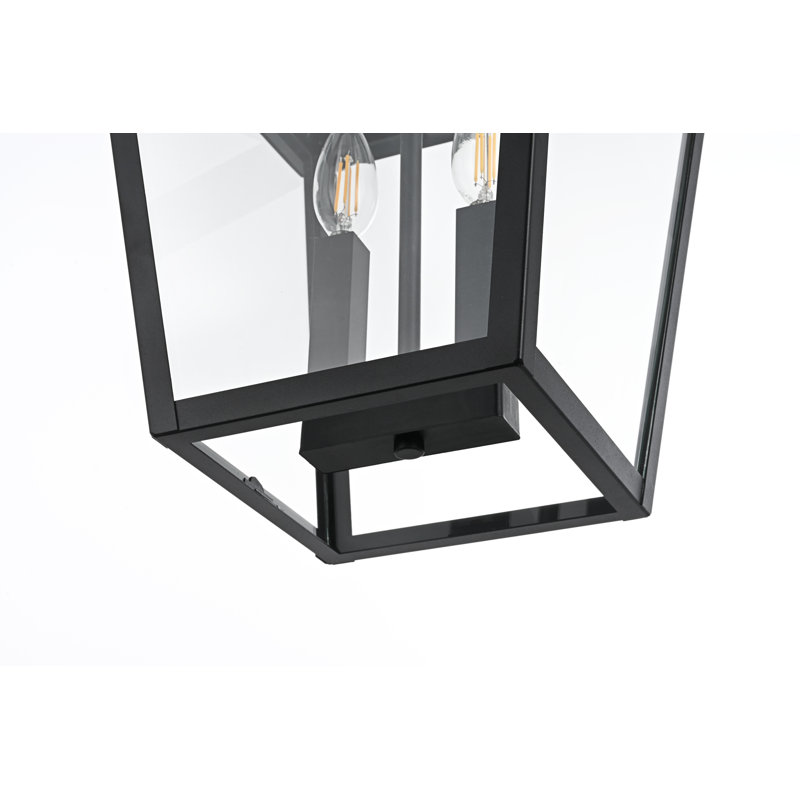 Luminaire suspendu d'extérieur Miyashiro en noir, H 17 po x l 10 po x P 10 po