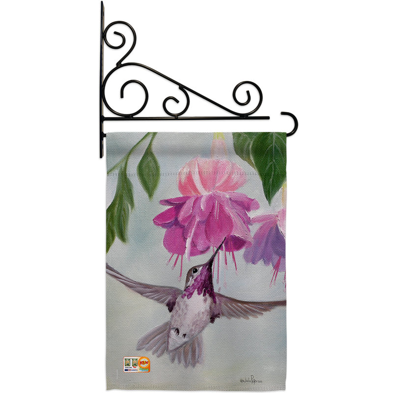Vol de hummingbird 2 faces polyester 19 x 13 po ensemble de drapeaux