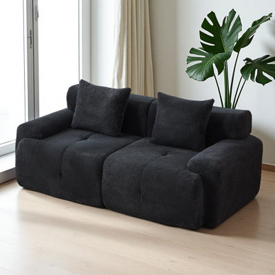Canapé modulaire modulaire pour causeuse pour le salon, causeuse confortable avec 2 coussins et canapé convertible désossé pour les petits espaces