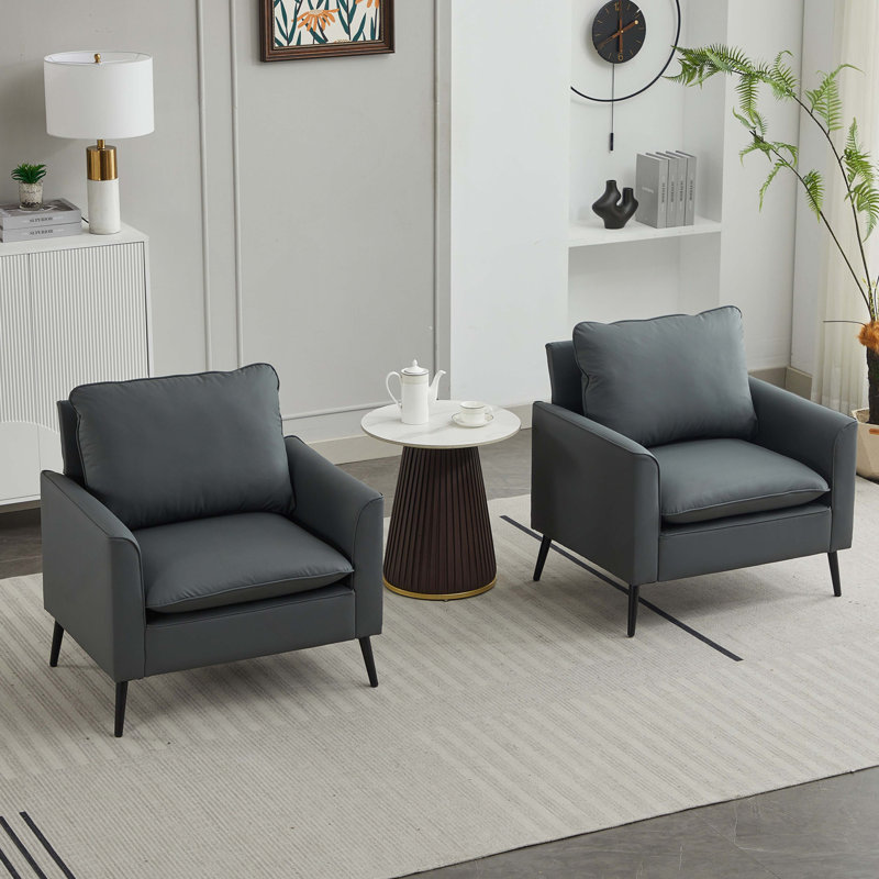 Canapé simple en cuir 2pc, Similicuir gris pâle