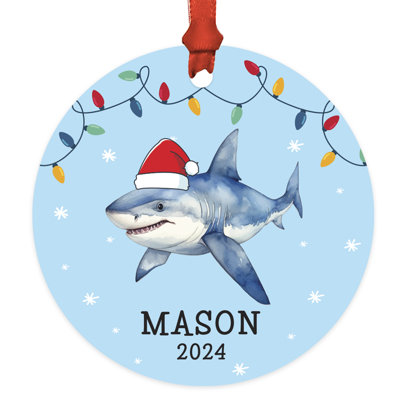 Ornement de Noël en métal sur mesure 20x requin avec lumières de Noël pour enfants et amoureux des requins