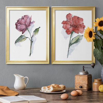 Watercolor Floral Contour III, reproduction encadrée de qualité supérieure - prête à être accrochée