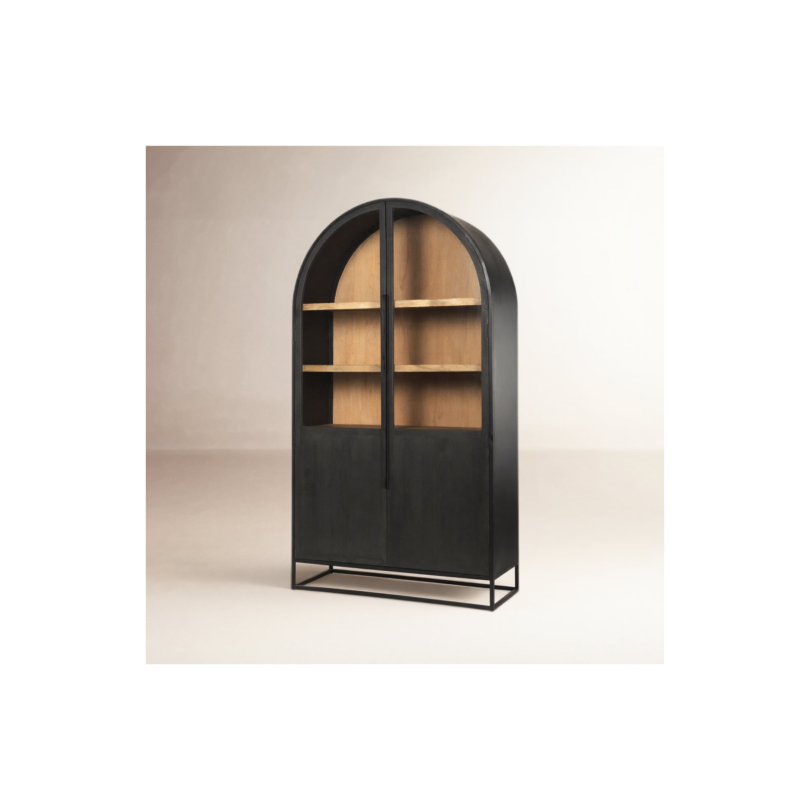 Clementine 85.5" Dining Cabinet, Black/Natural