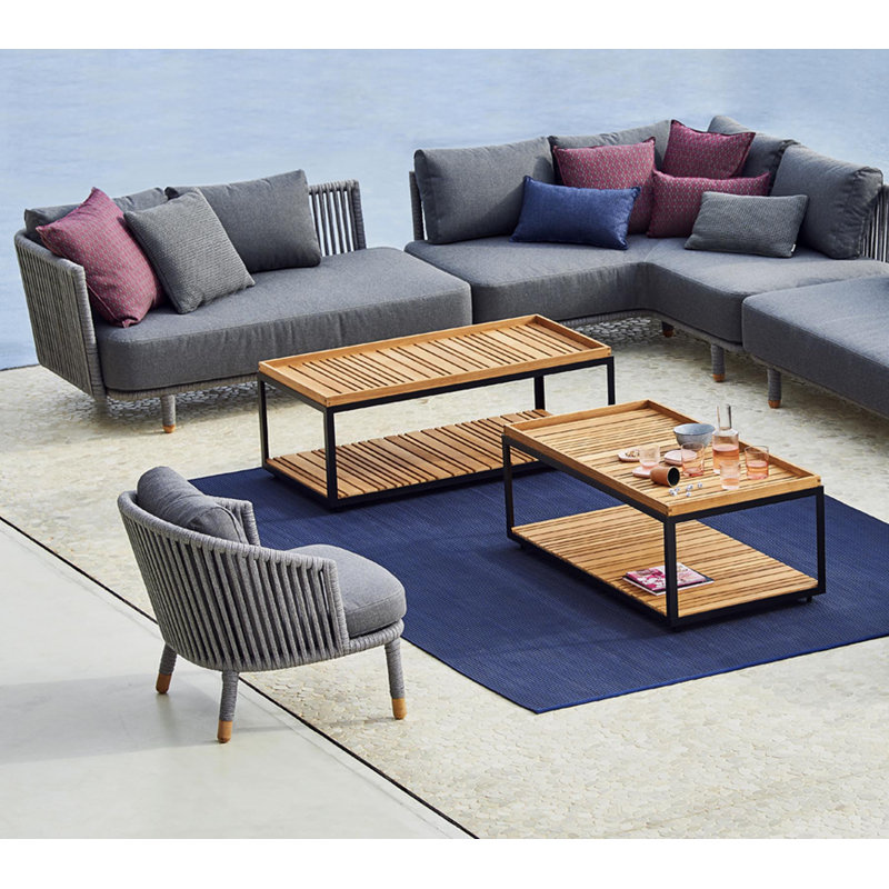 Level Outdoor Teak Coffee Table, Lava Gray