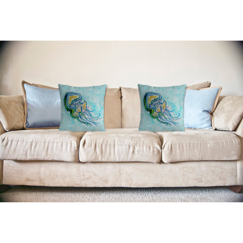 Jellyfish Outdoor Reversible Throw Pillow