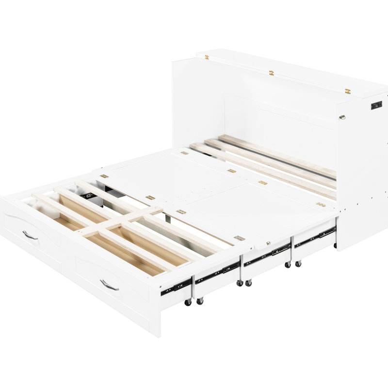Lit blanc pour petits espaces, poulie, tiroir, pièce polyvalente, pièces polyvalentes