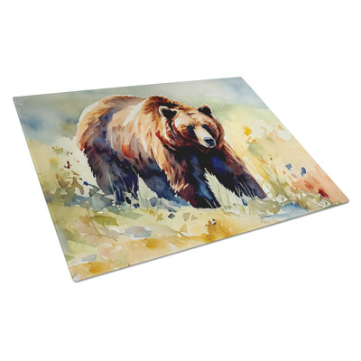 Grizzly Bear Glass Cutting Board Large
