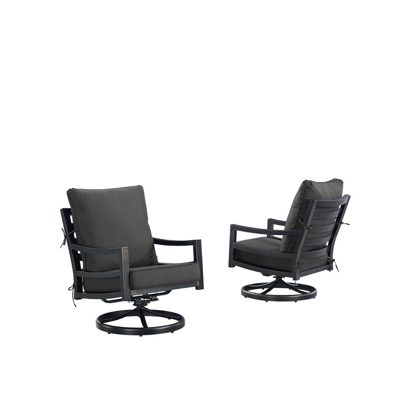 Sabrina Swivel Aluminum Outdoor Lounge Chair, Black