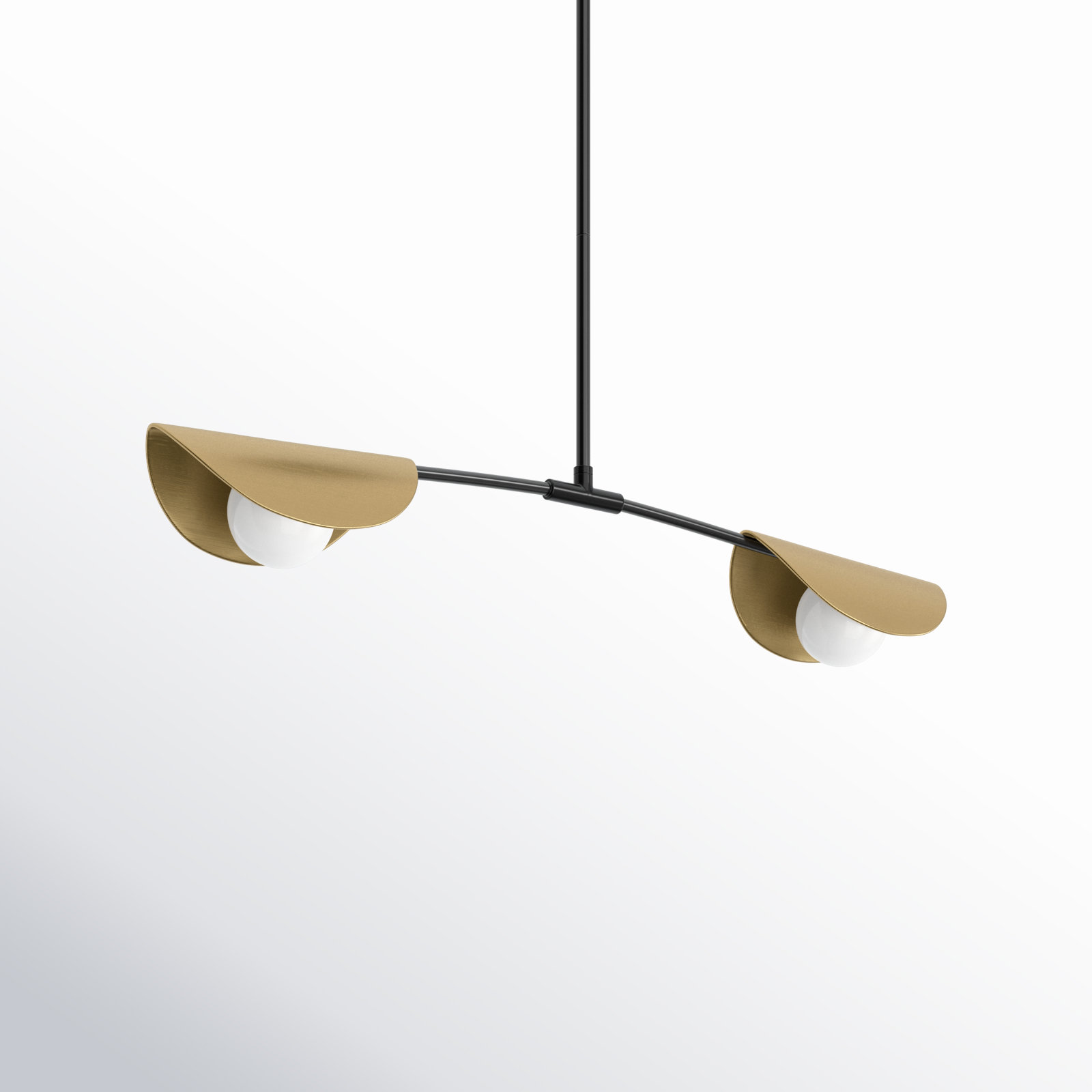 Gamora 2 Light Dimmable Pendant, Matte Black/Aged Brass