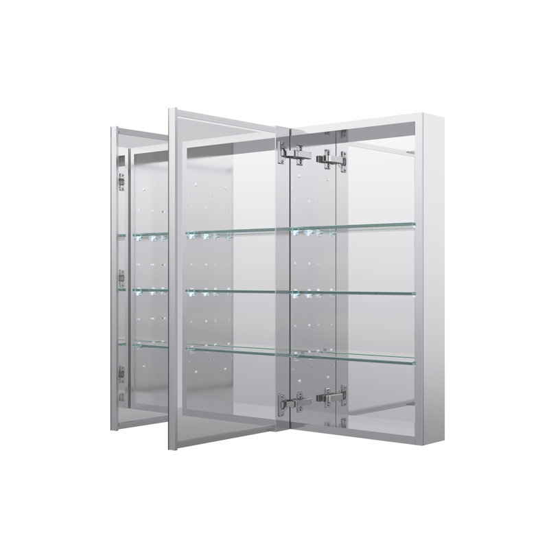 Armoire à pharmacie murale pour salle de bain encastrée ou en surface 30 "avec tablettes réglables en verre