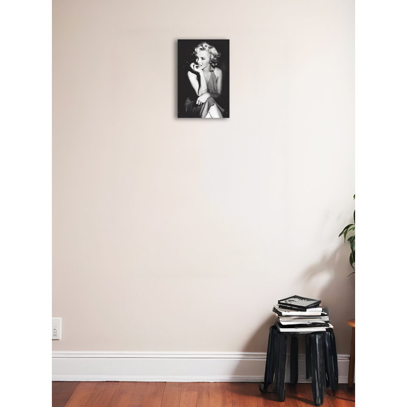 Buy Art for Less Marilyn Monroe Sitting Photographic Wrapped Canvas Decor, 18" H x 12" W x 1.5" D